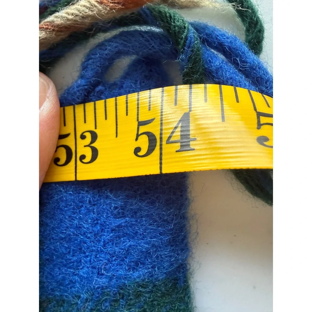 Vtg Pendleton Virgin Wool Throw Blanket Fringe Blue Green Tartan Plaid 54x68